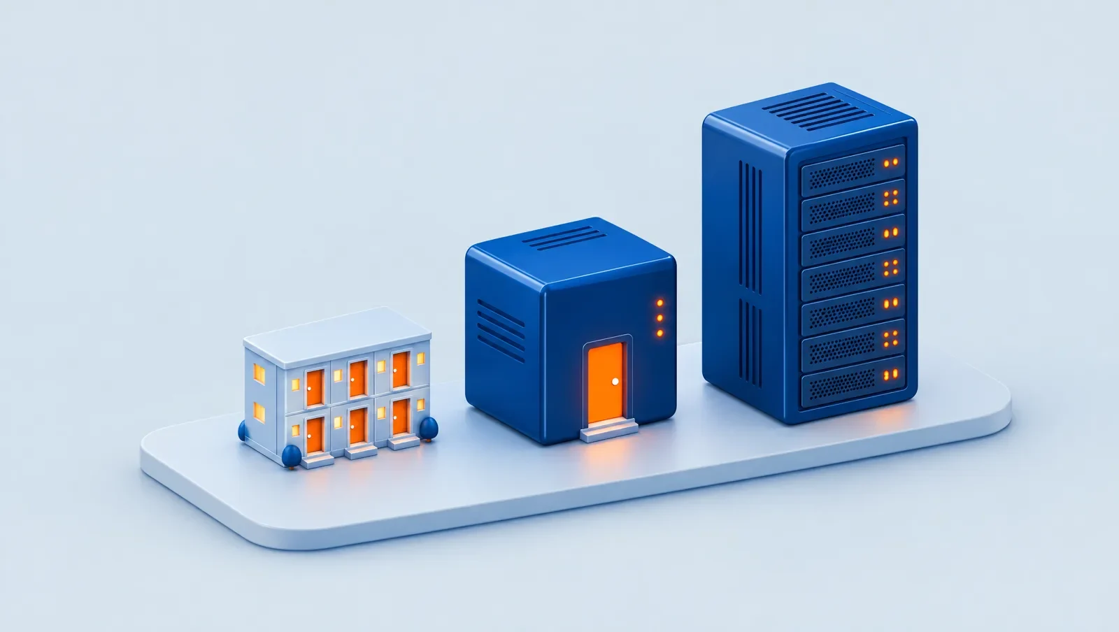 Shared hosting, a VPS and a dedicated server side by side